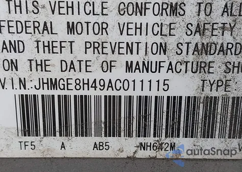 2010 Honda Fit Sport z USA, uszkodzony, nr VIN JHMGE8H49AC011115